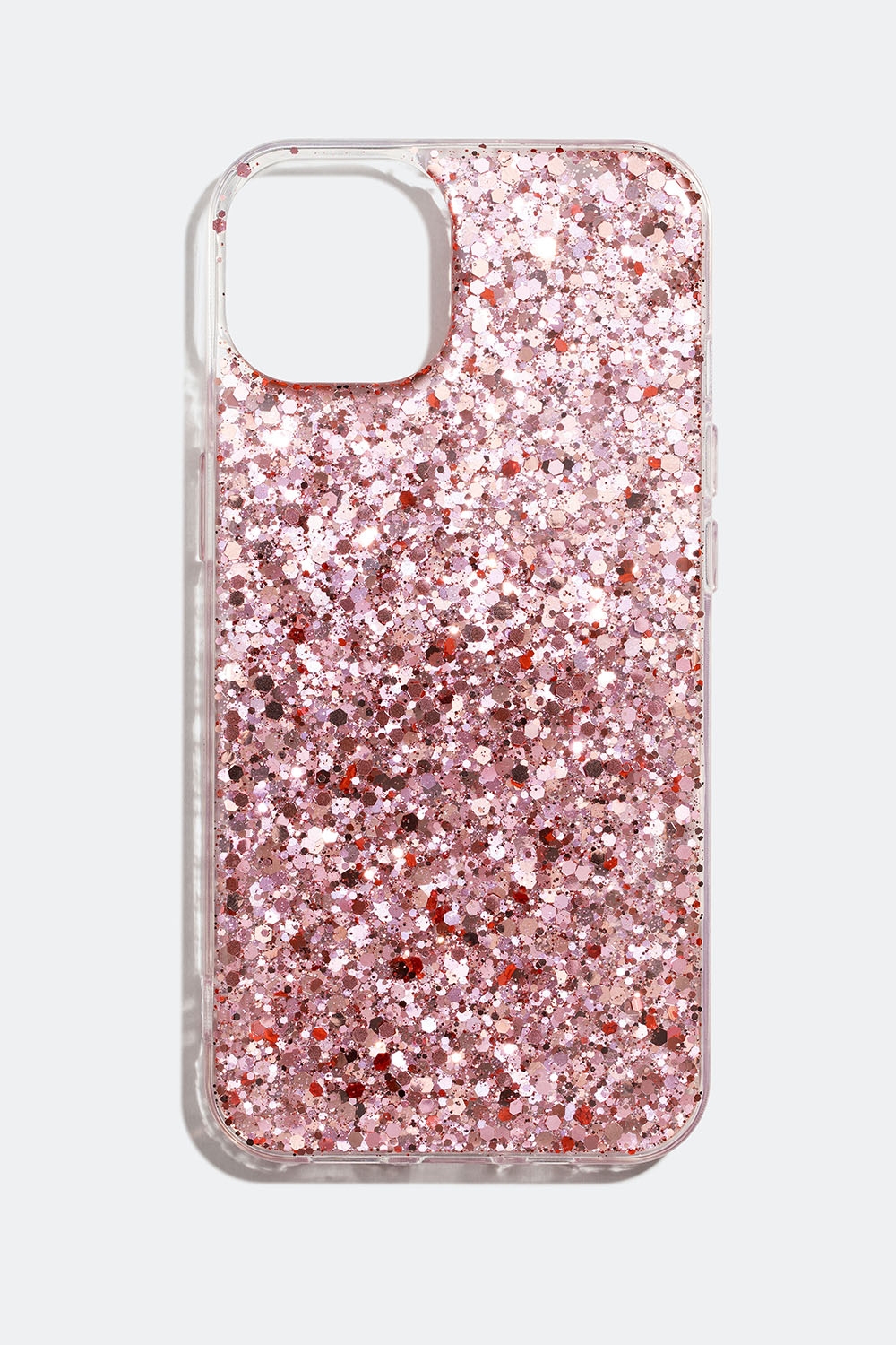  Gennemsigtigt mobilcover med rosa glitter, iPhone 14 i gruppen Accessories / Mobiltilbehør / Mobilcovers / iPhone 14 / 14 PRO hos Glitter (174000335014)