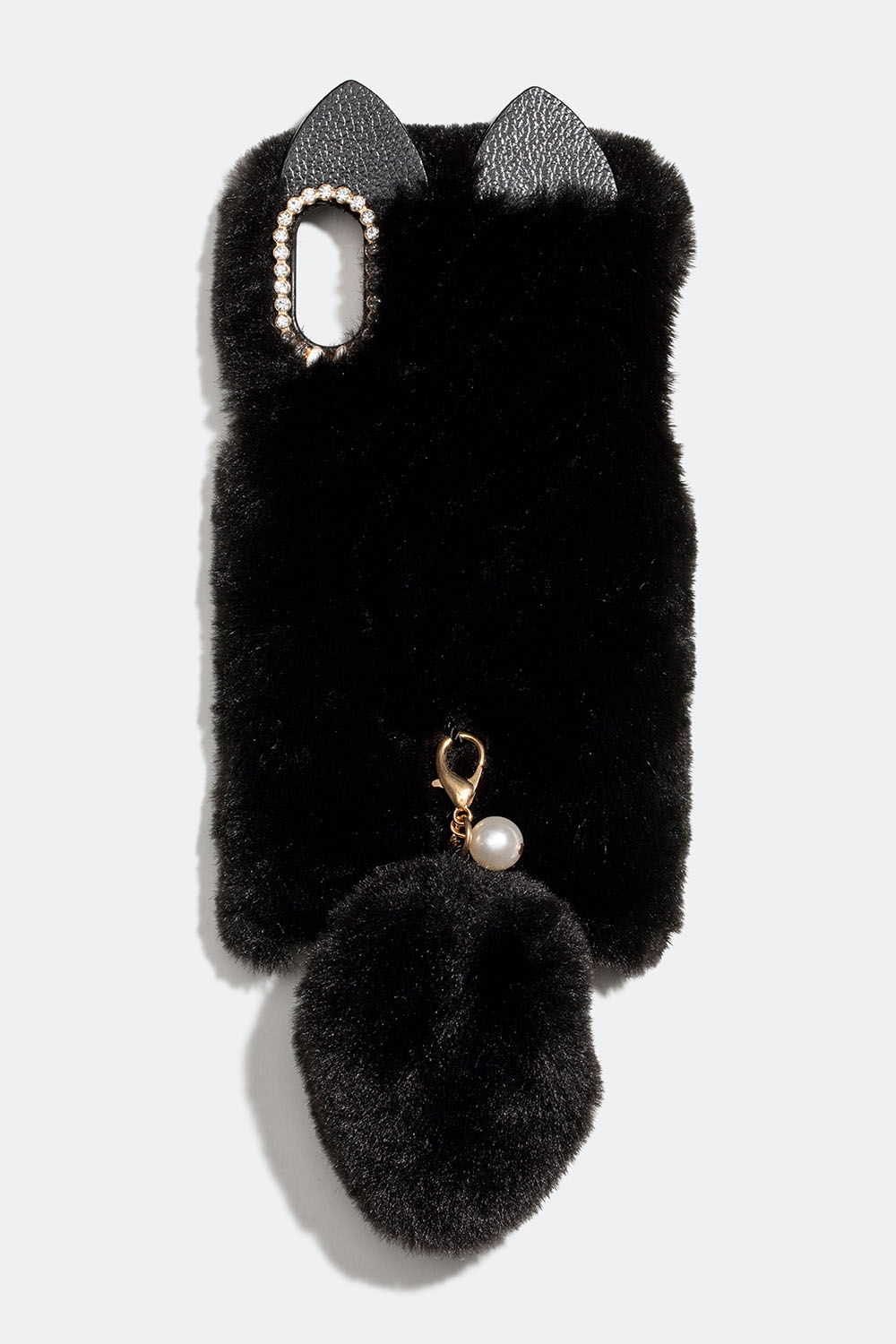 Sort fluffy mobiltelefon cover med ører og hale, iPhone X i gruppen Accessories / Mobiltilbehør / Mobilcovers / iPhone X hos Glitter (174000389010)