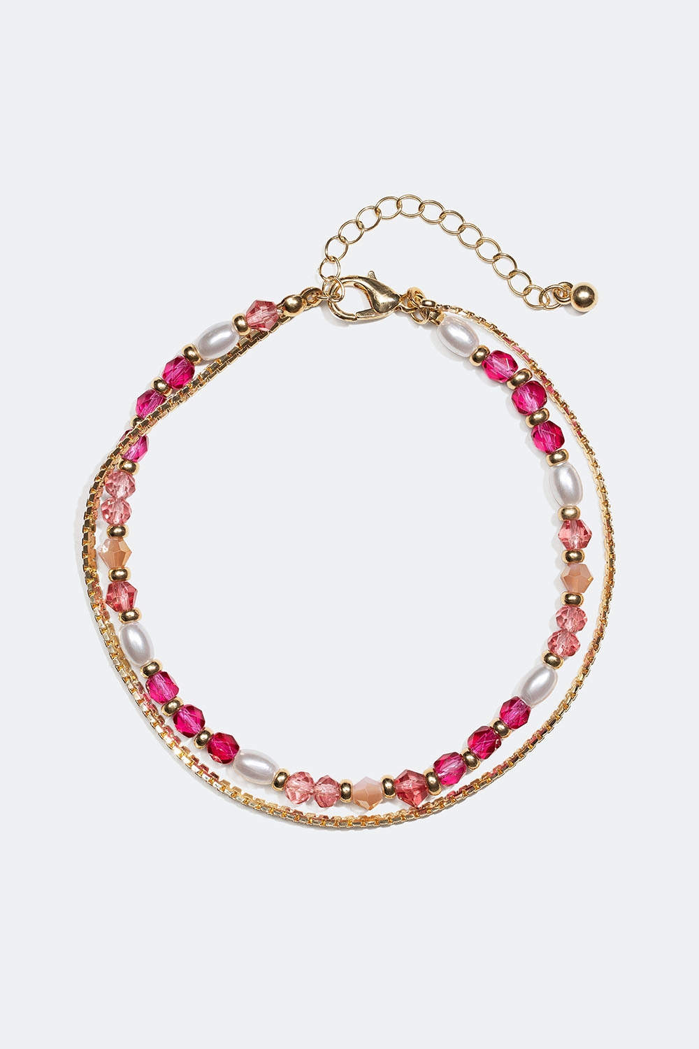 Dobbelt guldfarvet ankelkæde med perler og kæde i gruppen Smykker / Ankelkæder hos Glitter (209000302002)