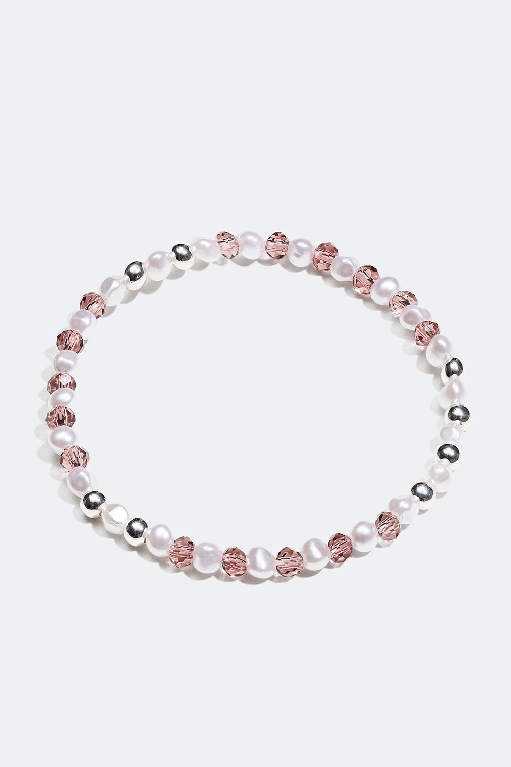Elastisk armbånd med rosa og hvide perler i gruppen Smykker / Armbånd / Tynde hos Glitter (251000965401)