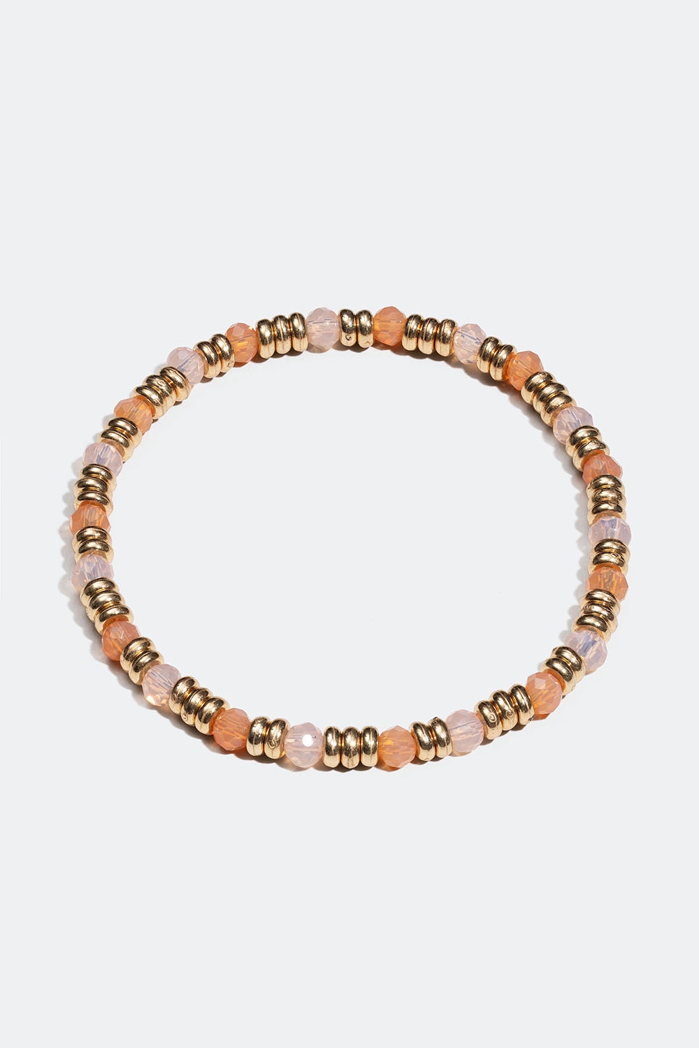 Elastisk armbånd med guldfarvede og rosa perler i gruppen Smykker / Armbånd / Tynde hos Glitter (251001095402)
