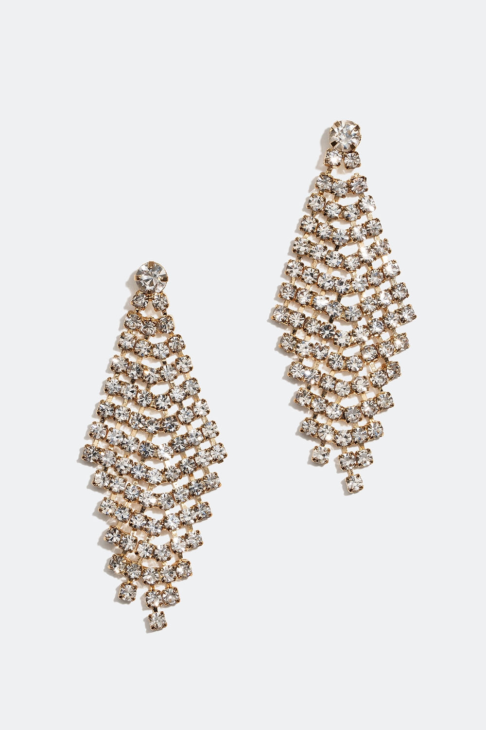 Guldfarvede rhinsten øreringe i diamantformet design i gruppen Smykker / Øreringe / Similiøreringe hos Glitter (253006220202)