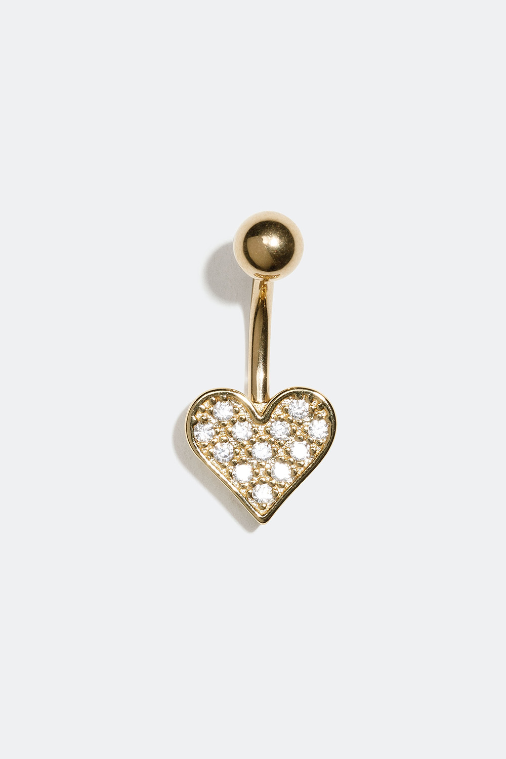 Guldfarvet navlepiercing med hjerte og Cubic Zirconia sten i gruppen Smykker / Piercinger / Navlepiercinger hos Glitter (255000290110)