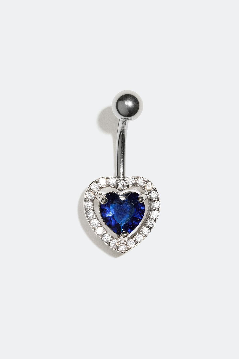 Navlepiercing med blåt hjerte og Cubic Zirconia sten i gruppen Smykker / Piercinger / Navlepiercinger hos Glitter (255000337010)