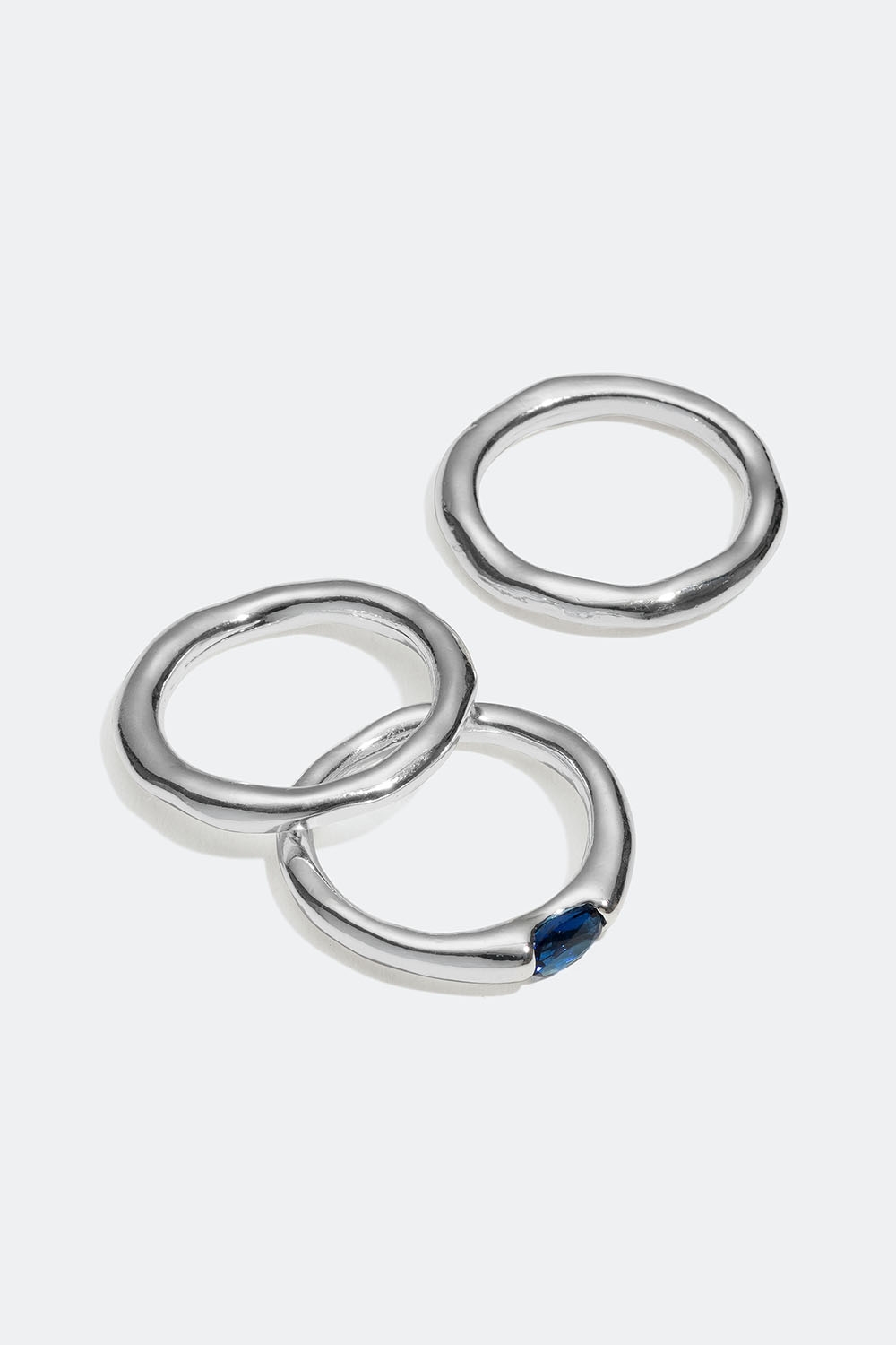 Ringe med blå glassten, 3-pak i gruppen Smykker / Ringe / Flerpak hos Glitter (25600092)