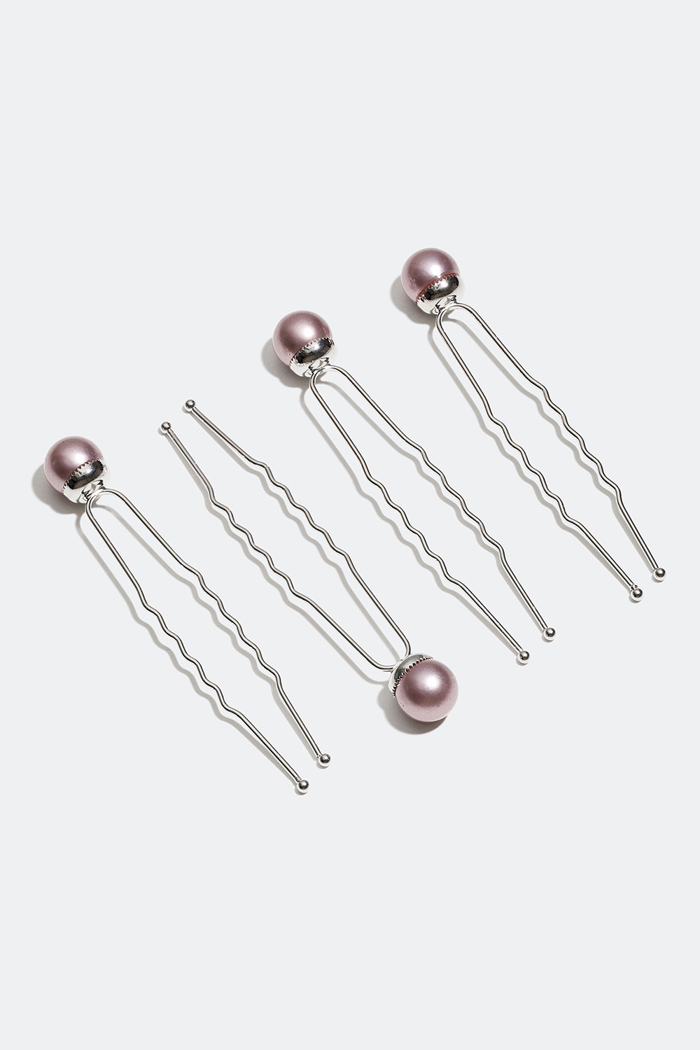 Opsætningsnåle med lilla perler, 4-pak i gruppen Håraccessories / Styling & hårredskaber hos Glitter (334000076600)