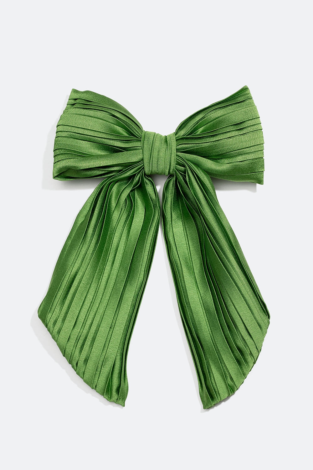Hårspænde med sløjfe i grønt plisseret imiteret silke i gruppen Håraccessories / Spænder & klemmer / Hårspænder hos Glitter (335001017500)