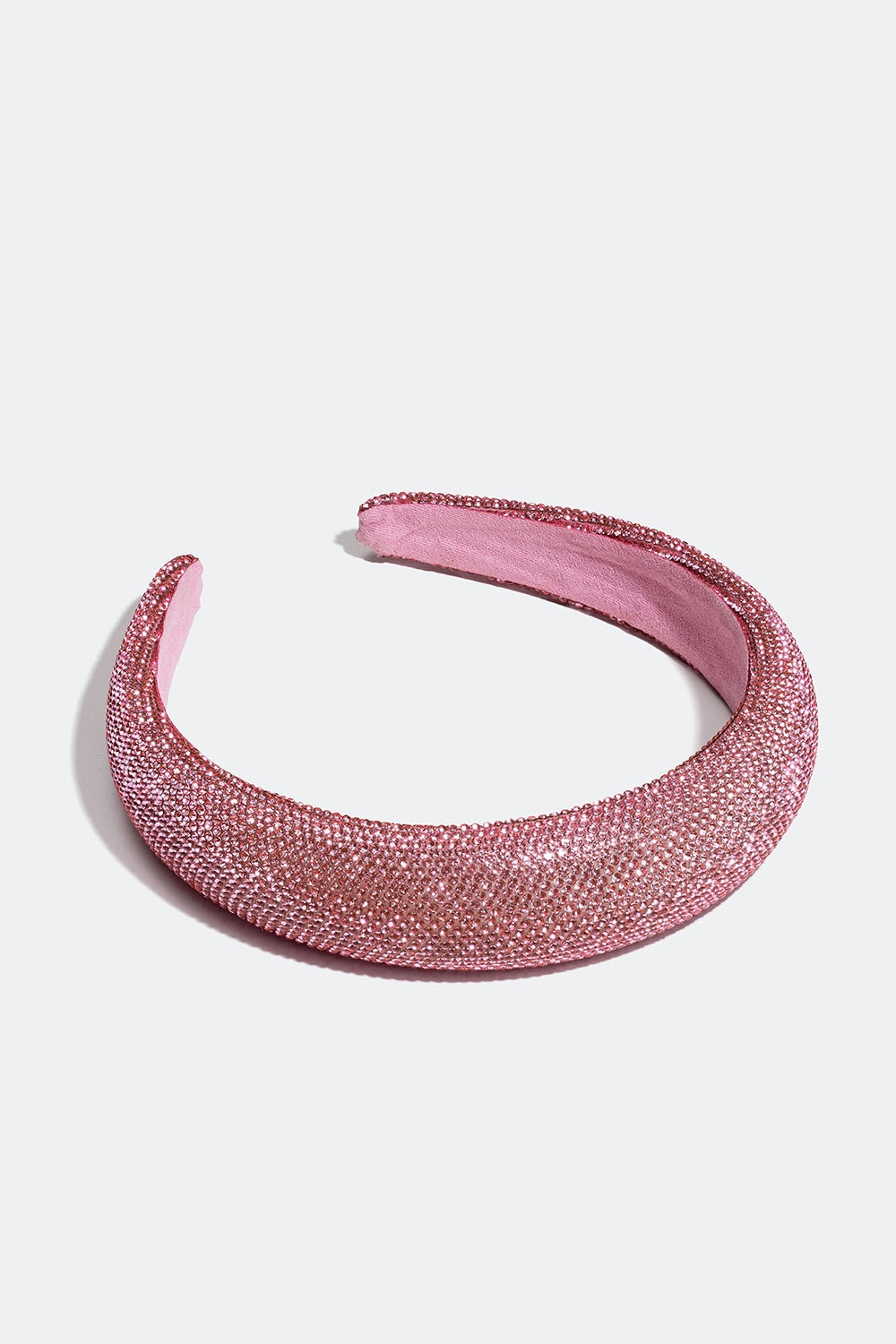 Polstret hårbøjle med lyserøde rhinsten i gruppen Håraccessories / Hårbøjler / Brede hos Glitter (336000445400)