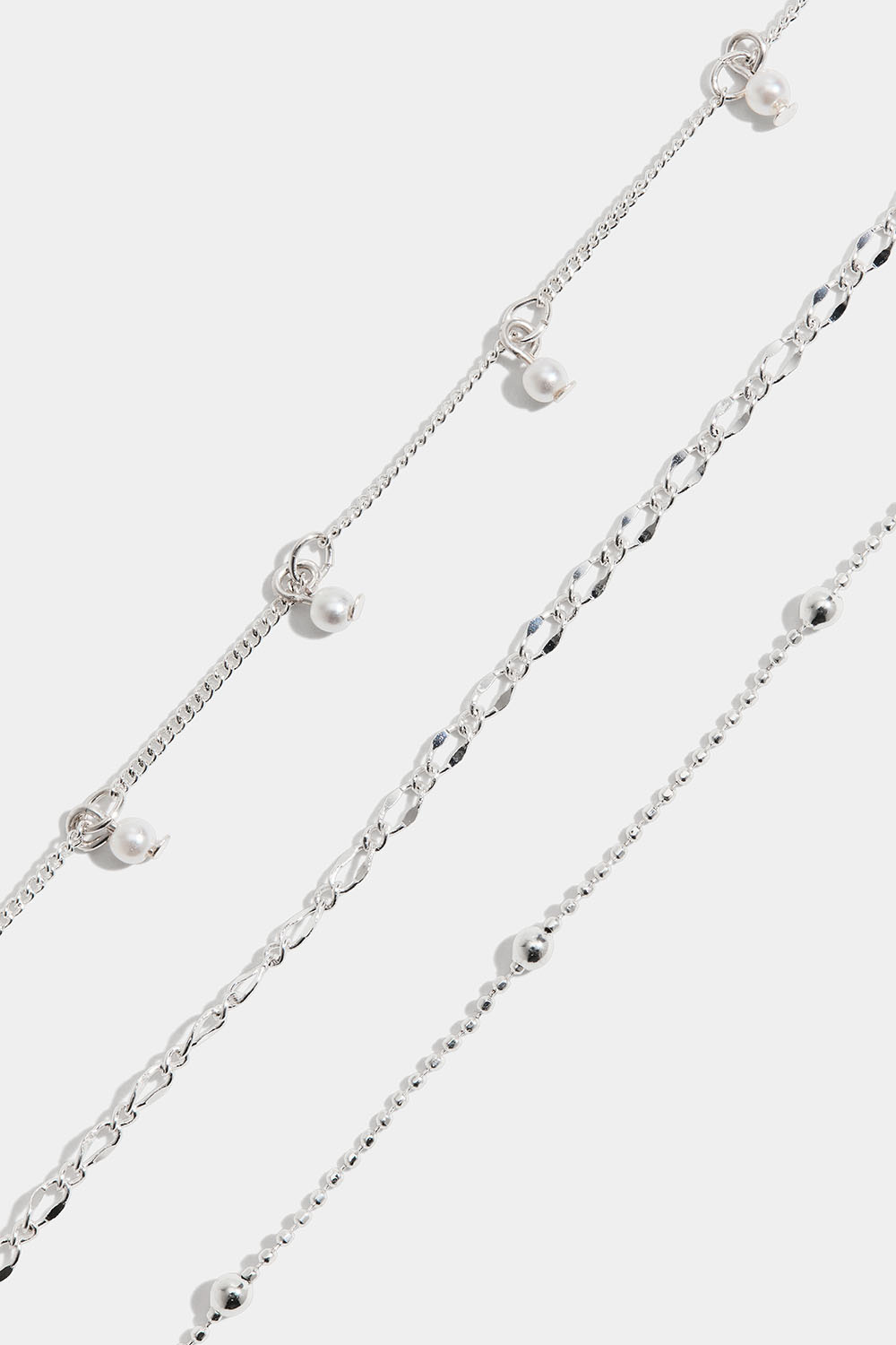 Ankelkæder med dekorative kæder, 3-pak