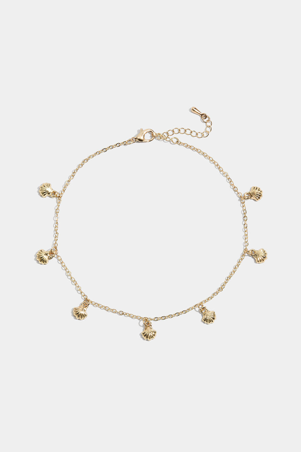 Guldfarvet fodkæde med muslingeskaller