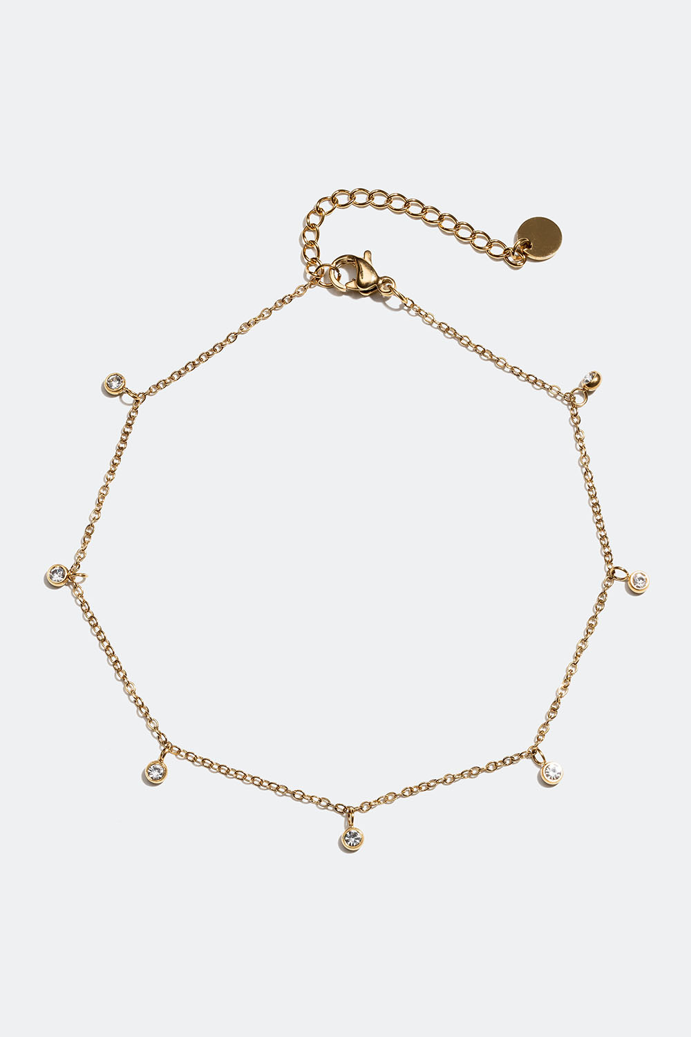 Ankelkæde i stål med 18 karat guld med Cubic Zirconia sten