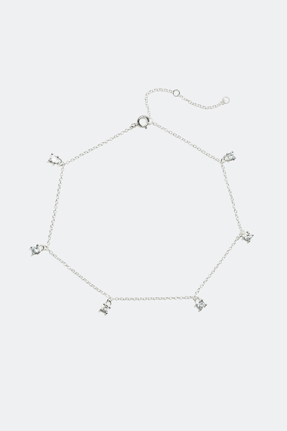 Ankelkæde med sten i kubisk zirkonia, ægte sølv