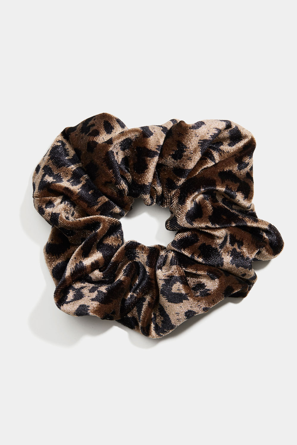 Scrunchie i fløjl med leopardmønster