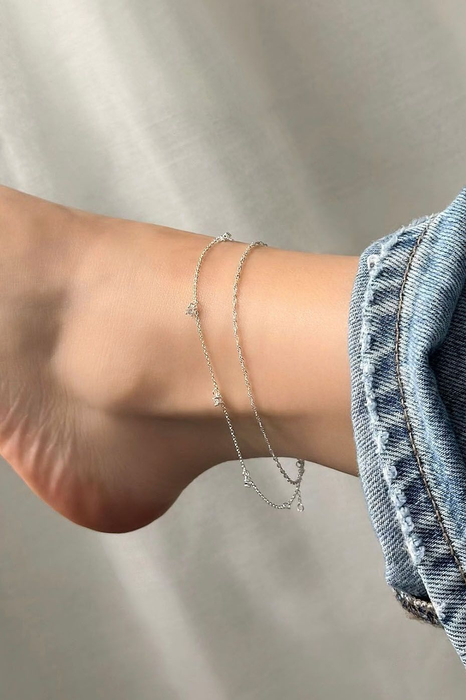 Ankelkæde i sølv, snoet