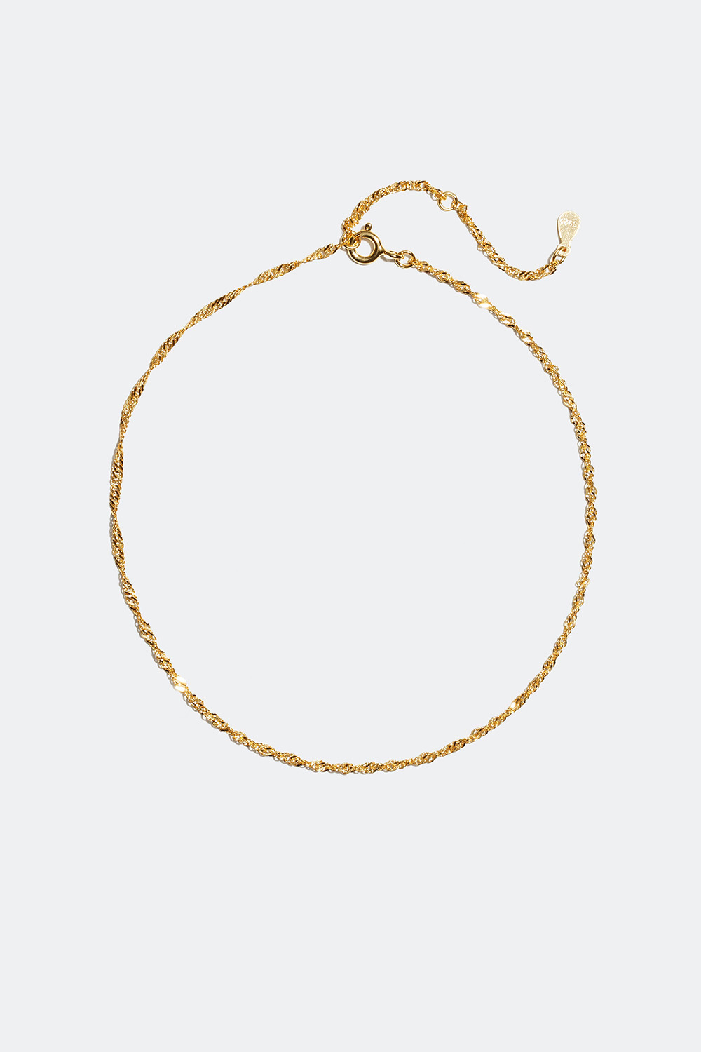 Ankelkæde forgyldt med 18 kt. guld, snoet