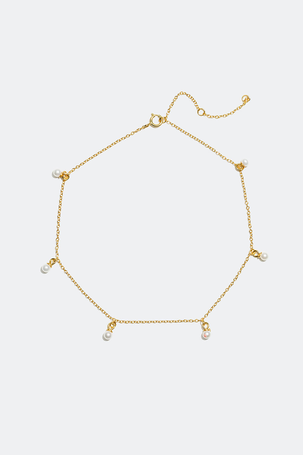 Ankelkæde med perler, forgyldt med 18 kt. guld